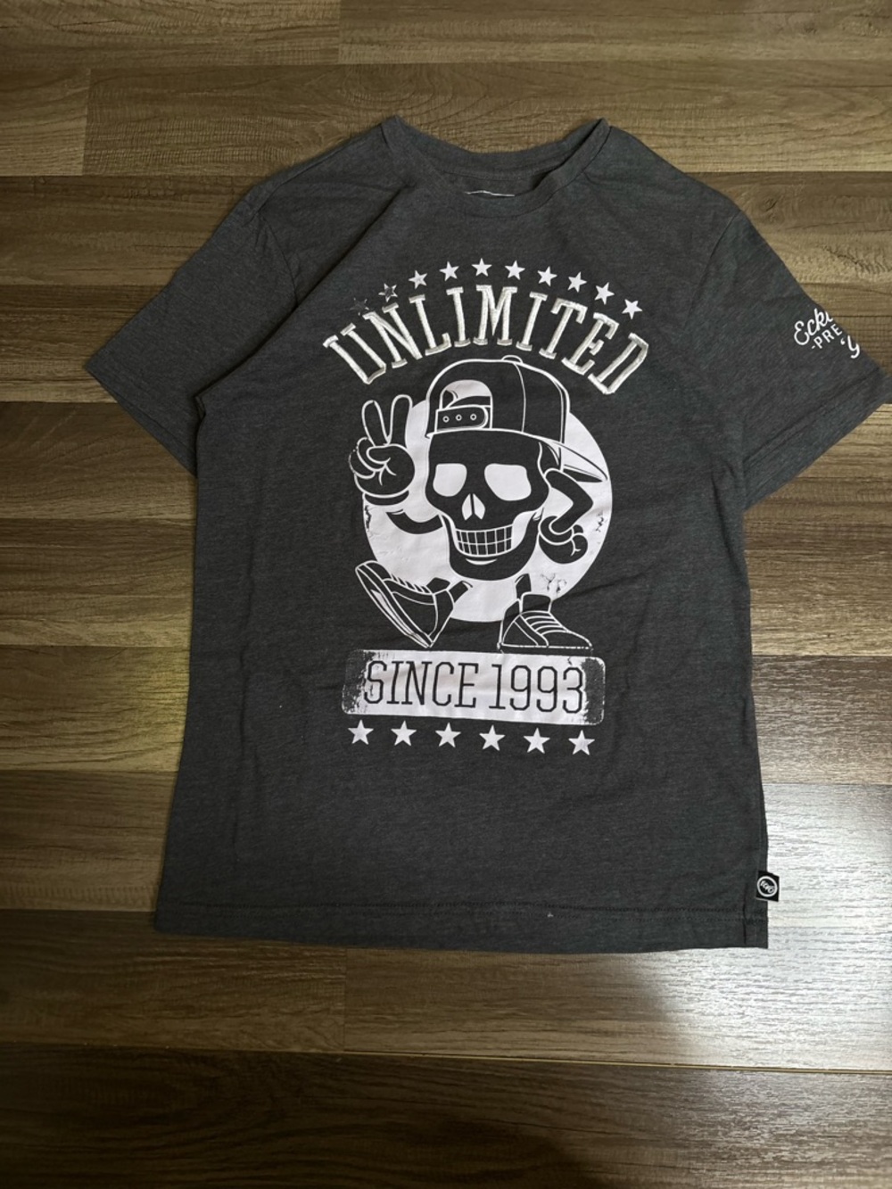 Ecko Unltd. Skull Graphic Gray Men's S Jersey Cotton Blend T-Shirt